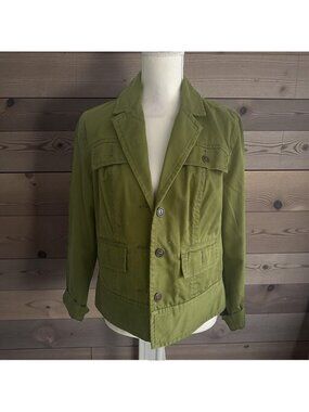 CHICOS Olive Green Blazer Jacket Size Chicos 1 US M 8